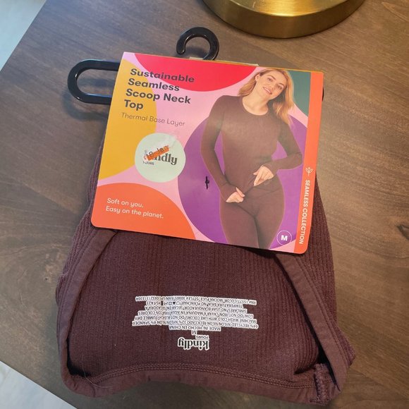 Kindly Yours Seamless Rib Scoop-Neck Thermal Top in Brown - Picture 2 of 9